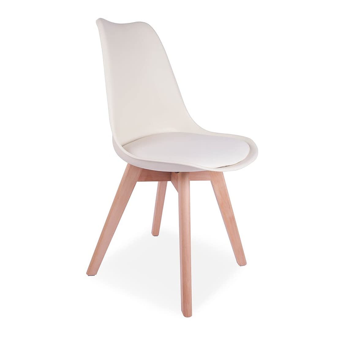 My Art Design - Scandinavian Chair With Padded & Solid Wood Oak Legs for Cafe, Home, Hotel & Office (White)-image-14