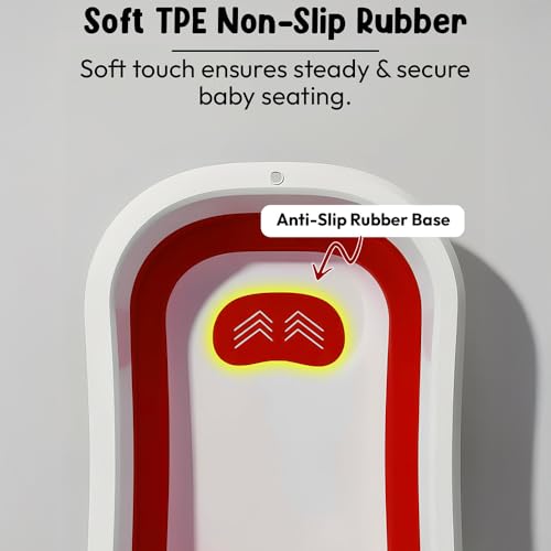 Image of StarAndDaisy Bath Tub for Baby 0-3 Years /Foldable Bath tub for Kids with Cushion, Space Saving Design, Newborn Baby Folding Bathing Tub Girls & Boys, Easy to Store -Red