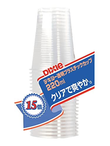 Dixie Japan KPC157EP Plastic Cups, 7.8 fl oz (220 ml), Transparent, Pack of 15, Disposable Clear Cup, Plastic Cup, Made in Japan