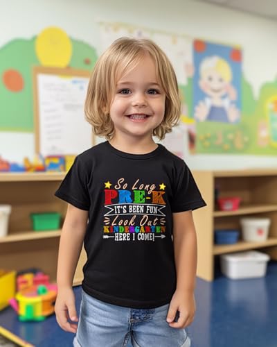 Image of First Day of Preschool Shirt Pre K Shirts for Girls Boys Toddler Kids 1st Day of Kindergarten Gift Cotton Tee 2T-7Y