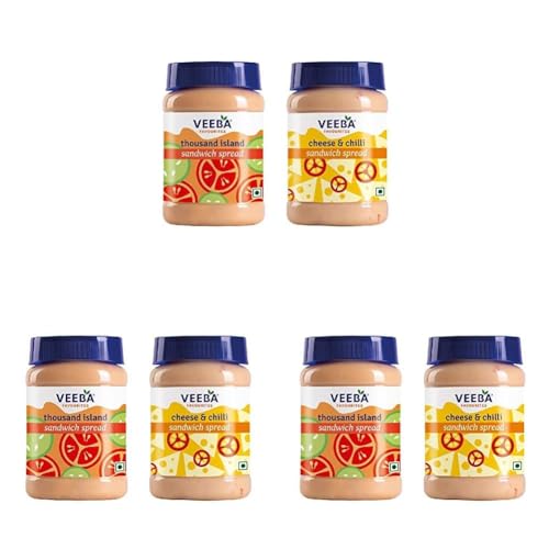 Image of Veeba Sandwich Spreads Combo - Cheese n Chilli, 250g and Thousand Island Sandwich Spread, 250g - Pack of 6