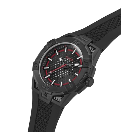 GUESS Silicone Analog Black Dial Men's Watch-Gw0712G1, Band Color-Black - Image 4
