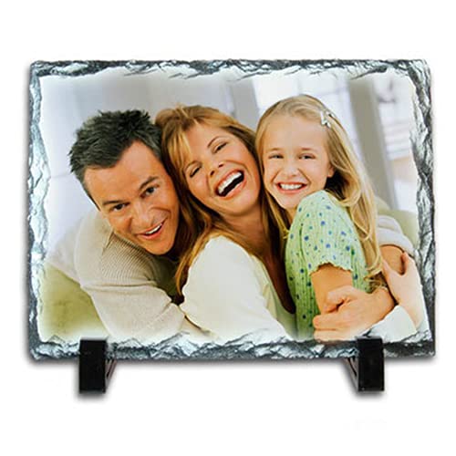OyC Portafoto de Piedra Personalizado con Foto, Regalo con Foto -Porta Pizarra con Imagen (Rectangulo 9x14cm)