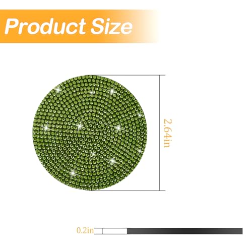 Image of Osilly Bling Car Cup Holder Coaster, Crystal Rhinestone Anti-Slip Insert Coasters, Universal 2.75 Inch Fashion Automotive Cup Mat, Car Interior Accessories Decor Gifts for Women (Yellow /Green, 4PCS)
