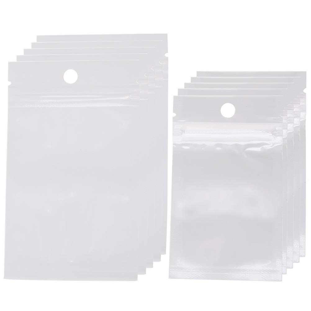 Wowot Clear 200Pcs Zipper Poly Bags, Plastic Resealable Poly Ziplock Packing Storage Bags