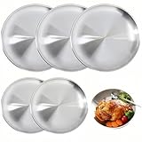 HJYDGJ 5 Vajilla Redonda de Acero Inoxidable para Camping, Diámetro 20 cm × 3/17 cm × 2
