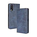 GOGME Leather Folio Funda para Vivo Y11s / Y20s / Y20 Funda, Flip Wallet Carcasa Tipo Libro Protector Magnético y Plegable de PU + TPU Soporte de Ranuras para Tarjetas, Azul