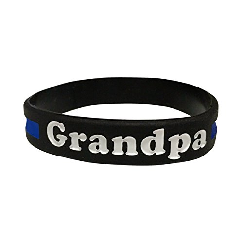 Grandpa (Grandfather) Blue Line Silicone Wrist Band Bracelet Wristband - Support Police and Law Enforcement