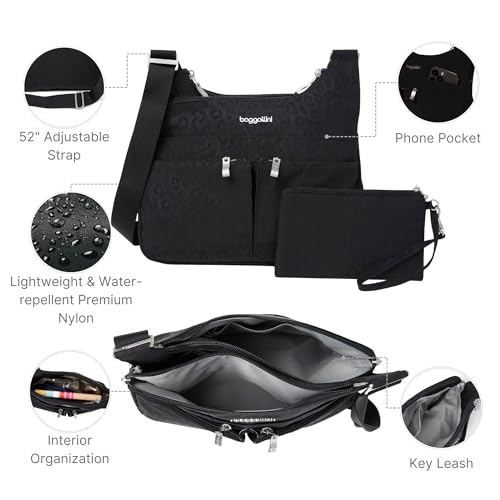 Image of Baggallini Crossbody Travel Bag 11x8.5 Lightweight Water-resistant Nylon Handbag