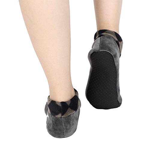 Image of Womens Non Slip Grip Socks Leopard Print Soft Cozy Thick House Indoor Boot Sock Shoes Winter Thermal Fleece Slipper Socks