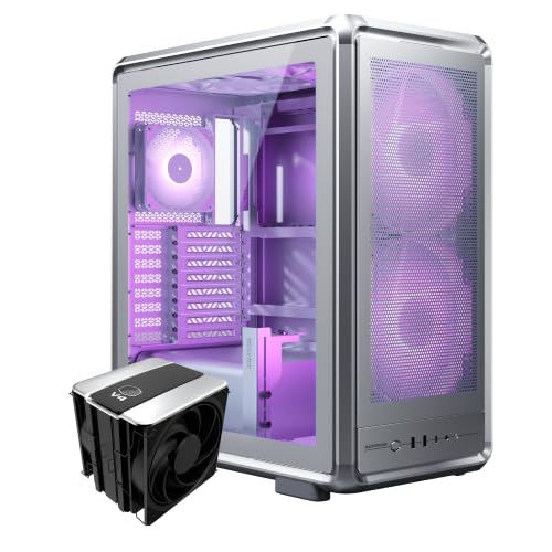 Image of Cooler Master MasterFrame 500 Mesh Silver ARGB Aluminum ATX Mid-Tower PC Case + V4 Alpha 3DHP CPU Air Cooler High Airflow Bundle