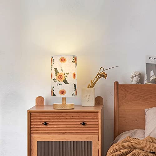Frideko Home Small Table Lamp For Bedroom - Bedside Lamp Sunflower Pressed Flowers Lamp Shade Nightstand Lamp With Wood Base For Living Room Kids Room Desk Dorm Office - Bulb Included #TOP5