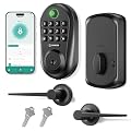 IRONZON Fingerprint Smart Door Lock for Front Door with 2 Lever Handle Set, App Control, Keyless Entry, Electronic Digital Keypad Deadbolt, Auto Lock, Easy to Install