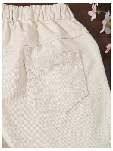 SHENHE Shorts jeans femininos com bordado cereja bordado bainha elástica cintura elástica, Damasco,