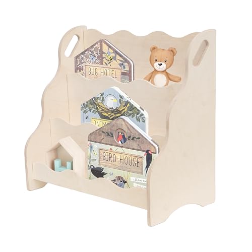 MAMOI® Étagère bibliothèque et meuble de rangement pour enfants | Étagère murale | Étagère ondulée Montessori pour la chambre d'enfant | Étagère en bois et mobilier pour enfants