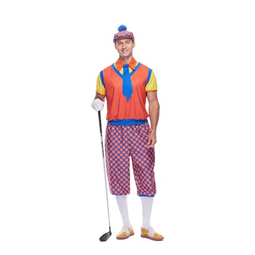 FantastCostumes Adult Men Old Fashioned Golfer Costume Vintage Golfer Set Halloween Funny Outfit, X-Large