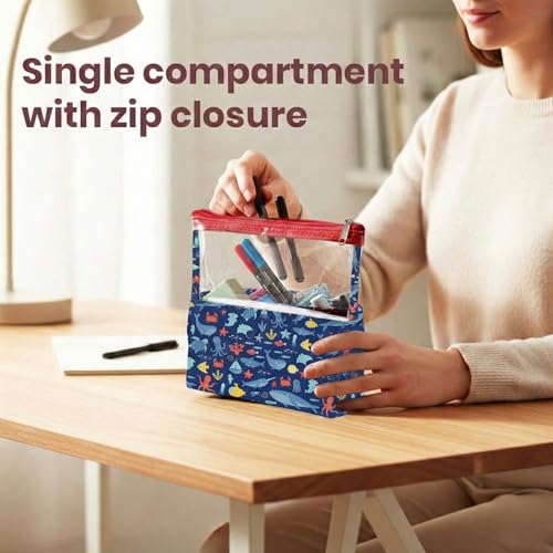 Image of Medicine Kit Organizer | Multi-Purpose, Compact, Durable, Lightweight, Waterproof Kit Bag | Travel Friendly Pouch | Ideal for Stationary, Diaper, Medicines (Sea & Ocean Print)