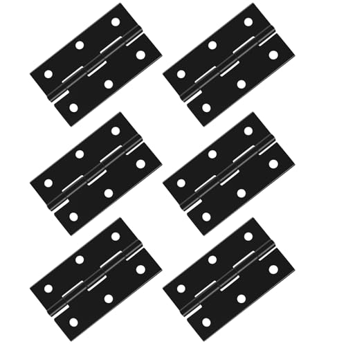 suiwotin 6pcs Butt Hinges Black Door Hinges, 2.63\" x 1.46\" Cabinet Door Hinge, Flat Folding Box Hinge for Jewelry, Wooden Box, Small Cupboard Furniture