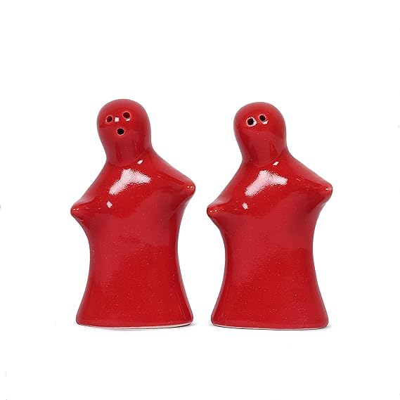Image of Qimacplus Hug Design Salt and Pepper Shakers Charming Couple Set for Retro Farmhouse Decor, Ideal Kitchen Accessories for Home Decor (Red)