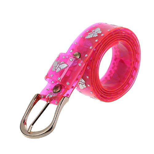 Women Girls Candy Color Laser Butterfly Print Belt Transparent Jelly Waist Belt for Pants Jeans Dress