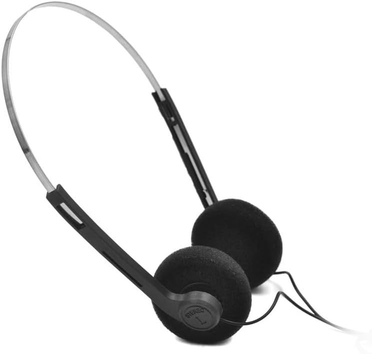 Miniatura 2 de Auriculares retro negros sobre la oreja, mini auriculares estéreo ligeros con cable, auriculares vintage de los años 80 y 90 con cable, para la