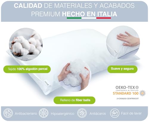 Miniatura 5 de Dilamababy Almohada Infantil Ajustable 2-3 Años - Algodón Percal Hipoalergénico - Para Cunas 60x120 Cm - Almohada Cuna Bebé - Blanco 100 Algodón