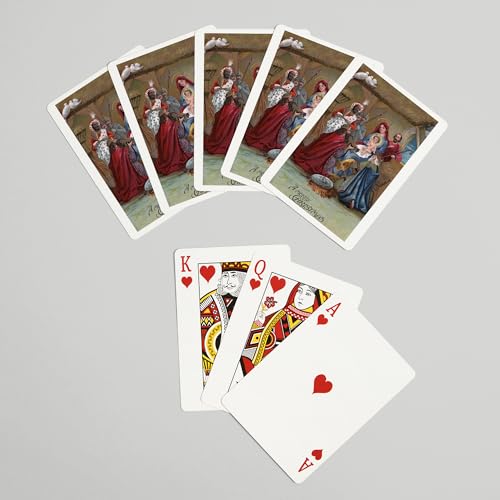 Baraja de cartas poker vintage escena navideña miniatura 7