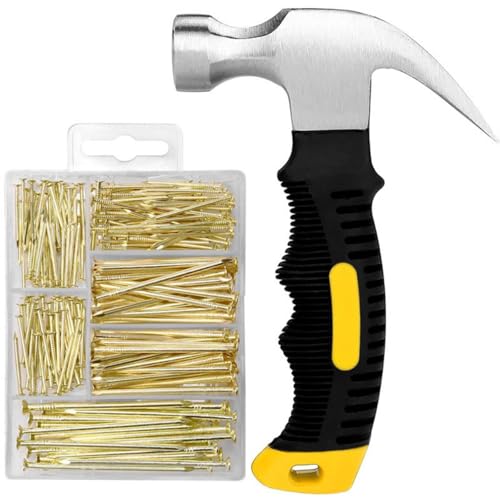 Image of Nails for Hanging Pictures, Hardware Nails, Stainless Steel Nail Assortment Kit, 350 Pieces, Hanging Picture Nails, Wall Nails, Finish Nails, Frame Nails, Wooden Nails