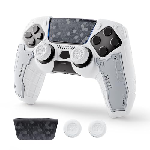 Ya en mundofriki.es: G.S.TAC - Juego de fundas para controlador táctico compatible con PS5, funda de silicona antideslizante compatible con controlador PS5, 2 empuñaduras para el pulgar y 2 calcomanías, compatible con