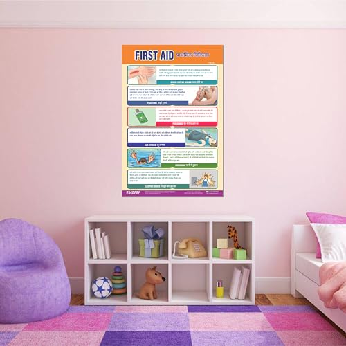 Image of ESCAPER First Aid Educational Charts (11.5 x 17.5 Inches), 300 GSM Paper, Laminated, Self Adhesive Back, Kids Learning Posters, Perfect For Home Schooling, Nursery Students