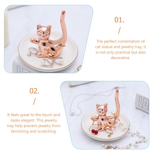 ULTECHNOVO Cat Ring Holder Jewelry Tray Trinket Dish Ceramic Organizer for Rings Earrings Necklaces Home Decor 6.7 Inch - Cosy Home Interiors ULTECHNOVO Cat Ring Holder Jewelry Tray Trinket Dish Ceramic Organizer for Rings Earrings Necklaces Home Decor 6.7 Inch - Image 3