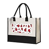 Cwyhdudoh Bolsa de lona con estampado de mariquita, regalo para mujeres, para ir de compras, escuela, oficina, uso diario, artículos de viaje