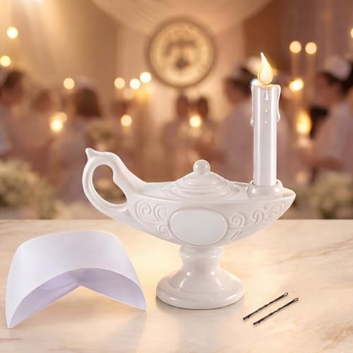 Teenyyou 1 Set Ceramic Nurse Graduation Lamp & Hat with Hair Pins Nurse Pinning Ceremony Kit Florence Nightingale Costume Battery Powered for 2026 CNA Week Gift Nursing School Ceremony Supplies