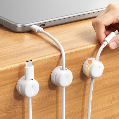 Lamicall 6 Pack Magnetic Cable Clips, 360° Rotating Cord Organizer Cable Management, No Residue Adhesive Phone Charger Cord Holder for Desk Nightstand Wall Car, Office Home Dorm Room Accessories
