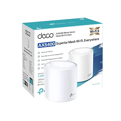 Tp-Link Deco X60 Ax3000 Whole Home Mesh Wi-Fi 6 System, Up To 2,800 Sq Ft Coverage, 1 Ghz Quad-Core Cpu, Compatible With Amazon Alexa, Homeshield Security, Pack Of 1 Tp-Link Deco X60 Ax3000 Whole Home Mesh Wi-Fi 6 System, Up To 2,800 Sq Ft Coverage, 1 Ghz Quad-Core Cpu, Compatible With Amazon Alexa, Homeshield Security, Pack Of 1