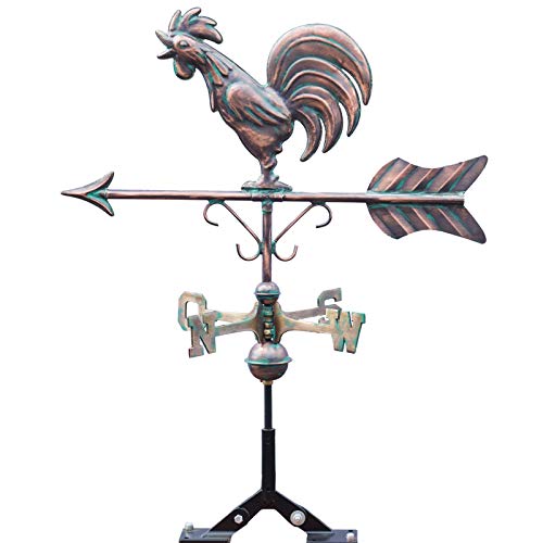Veredelter Linneborn 3D Wetterfahne krähender Wetterhahn aus Kupfer, kunstvoll bemalt und lackiert, inkl. Befestigung. Windrichtungsanzeiger, Windspiel Cover