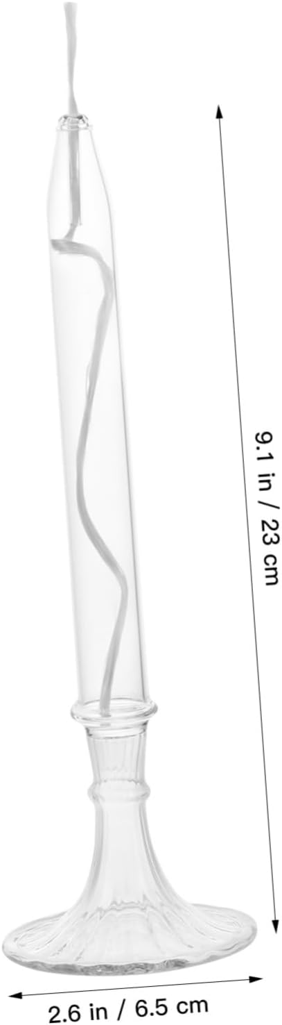IMIKEYA 3pcs Glass Candle Oil Lamp Refillable Glass Oil Lamp Glass Candlestick Holder Tall Glass Oil Lamp Oil Burning Candle Kerosene Lantern Camellia High Borosilicate Glass Column