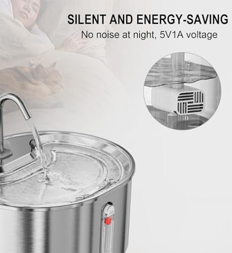 Fuente para agua para gatos 3.2L en acero inoxidable miniatura 7
