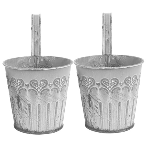 Toyvian Vintage Eiseneimer 2 Stück Mit Haken Dekorative Blumentöpfe 11,2x10x8,2cm Metall Pflanzkübel Für Zuhause Und Büro Kreative Wandhalterung Für Sukkulenten Und Blumen