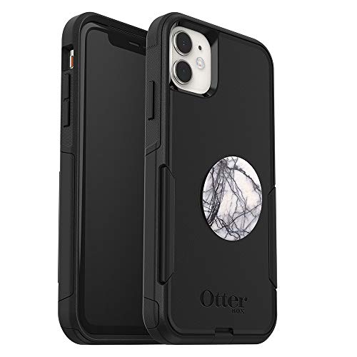 Bundle: OtterBox COMMUTER SERIES Case for iPhone 11 - (BLACK) + PopSockets PopGrip - (WHITE MARBLE)