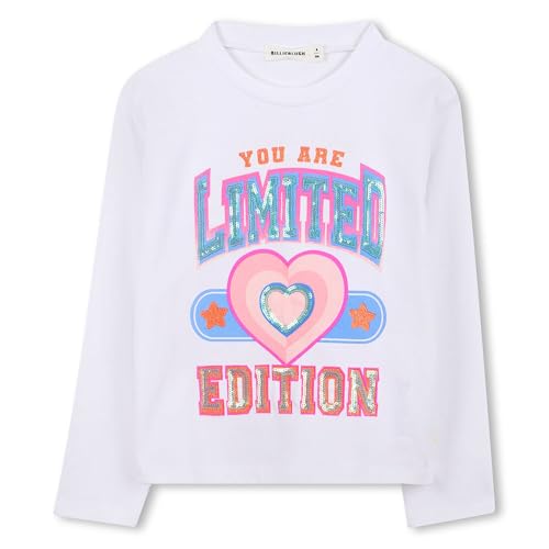 Billieblush Para Menina. U21415 T-Shirt Love Branca (8AñOs= 126Cm), Branco, Casual, AlgodãO, Manga Comprida, Moda Infantil