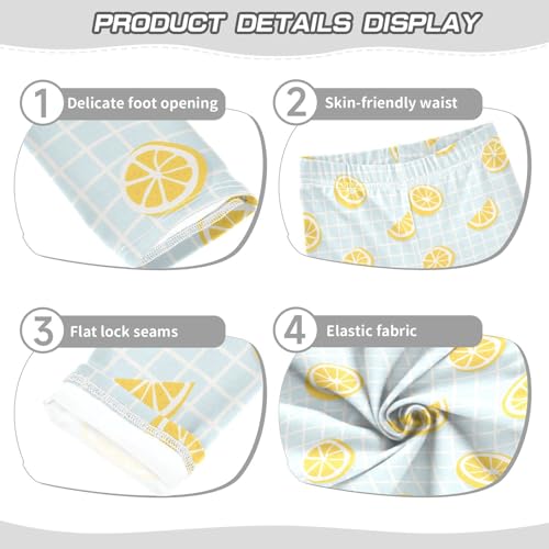 Lemon Fruit Circle Slice Pattern Girls Leggings,Workout Leggings for Girls Toddler Athletic Leggings Size for 3-10T3
