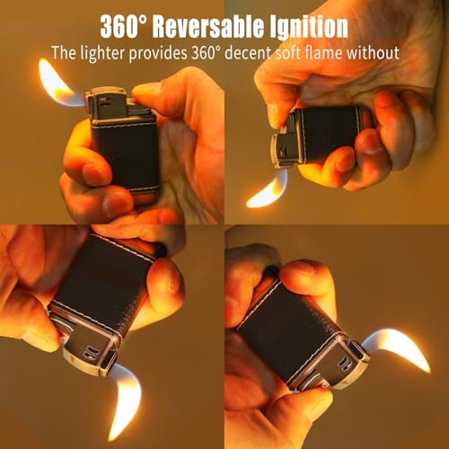 Encendedor de llama inclinada con metal y cuero miniatura 5