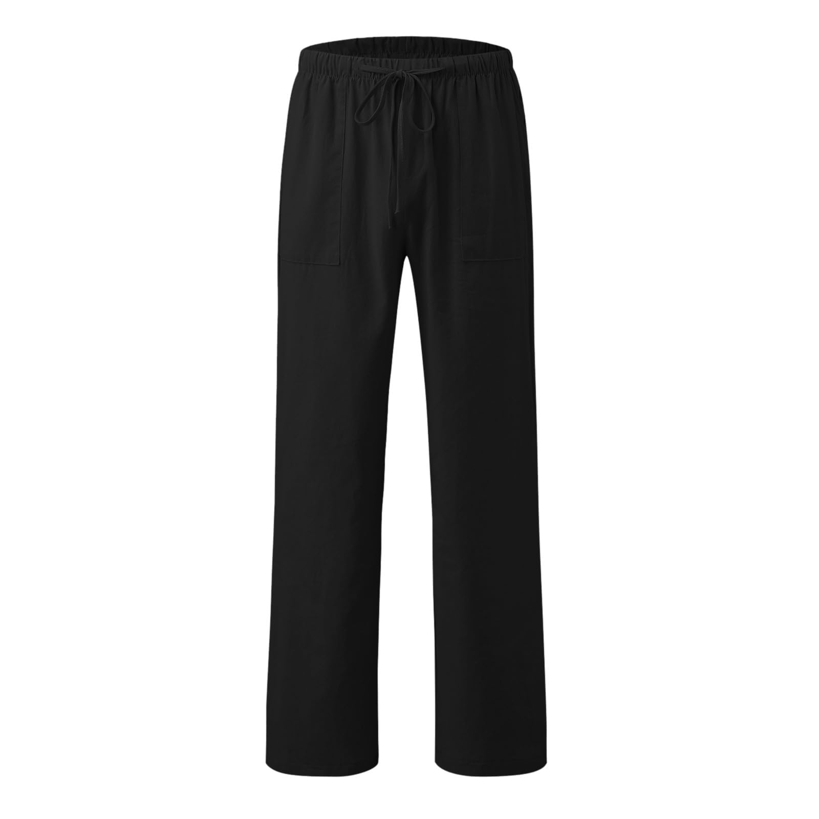Generisch Pantalon en lin respirant pour garçons et filles, jambe droite, pantalon de loisirs confortable avec taille élastique pour jouer, pour les activités de plein air