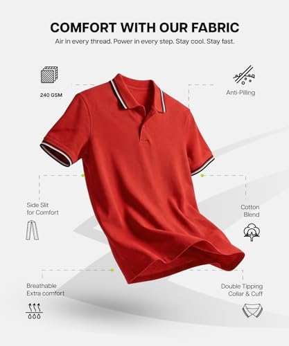 Image of AWG ALL WEATHER GEAR Cotton Polo T-Shirt | Half Sleeve Plain-Regular Fit | Soft Breathable Solid Tee | Collar Tshirts | Casual & Office Wear | Comfortable Everyday Cotton Polo | Mens Tshirts