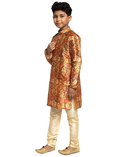 Image of KRAFT INDIA Boys Silk Print Kurta Churidar