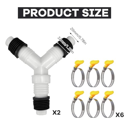 Waschmaschine Abfluss Adapter, 2 Stück Rückschlagventil Waschmaschine Dreifachgewindeanschluss Waschmaschinenanschluss Y-Verteiler Zulaufschlauch für Waschmaschine Geschirrspüler