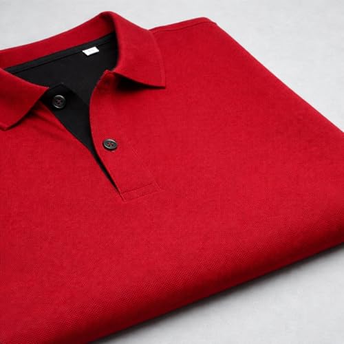 Image of Cotton Polo T-Shirt for Men | Solid Color Regular Fit Collar Neck T-Shirt