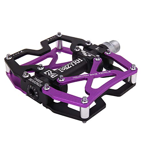 Image of MZYRH Mountain Bike Pedals, Ultra Strong Colorful CNC Machined 9 /16 inch Cycling Sealed 3 Bearing Pedals