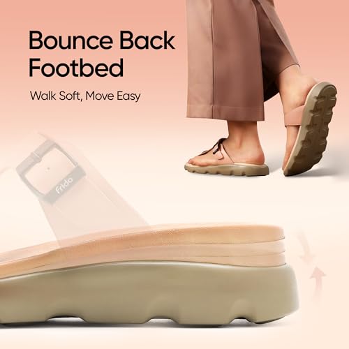 Image of Frido Cloud Comfort Sandal for Women | Lightweight Footwear with Soft PU Bounce-Back Cushioned Footbed | Arch & Heel Support | Anti-Skid Sole, Adjustable Buckle Strap | Home & Outdoor Women's Footwear